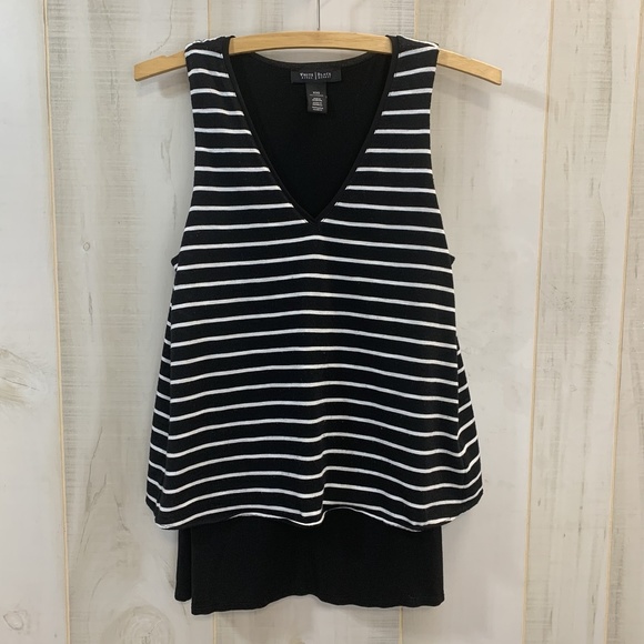 White House Black Marker Black Stripe V Neck XXS
